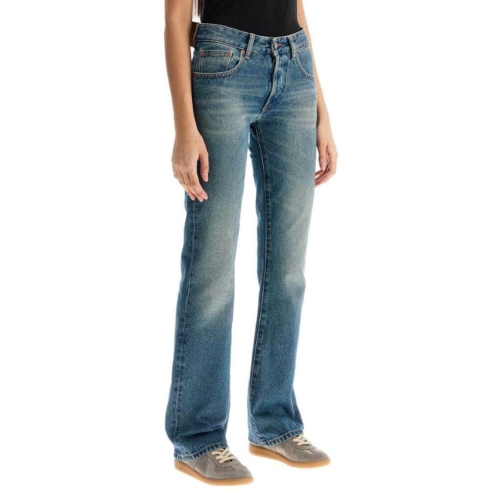 MM6 Maison Margiela Women's Blue Mid-Rise Straight Jeans Size 25
